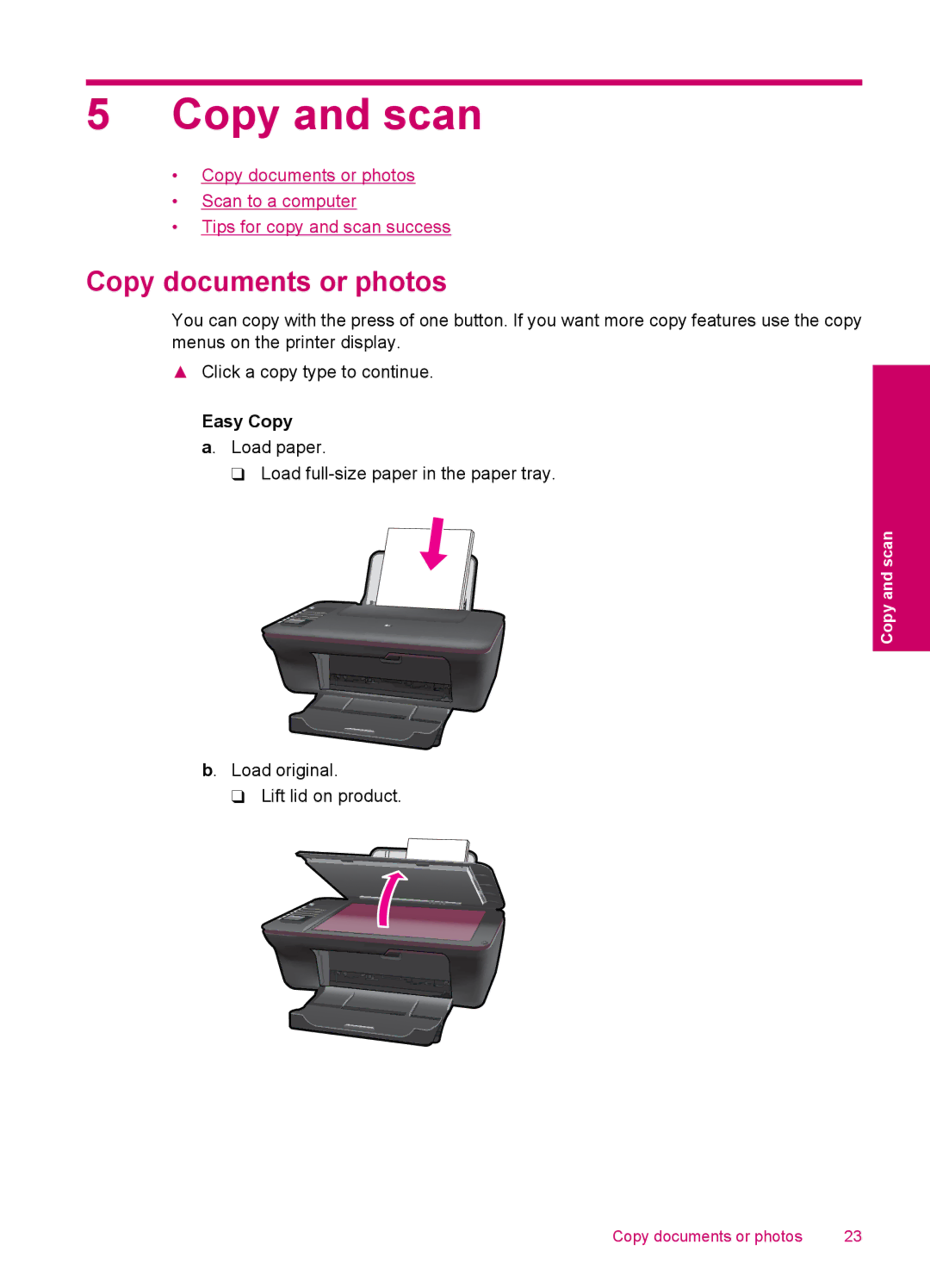 HP 3050 - J610a, 3054 - J610a manual Copy and scan, Copy documents or photos, Easy Copy 