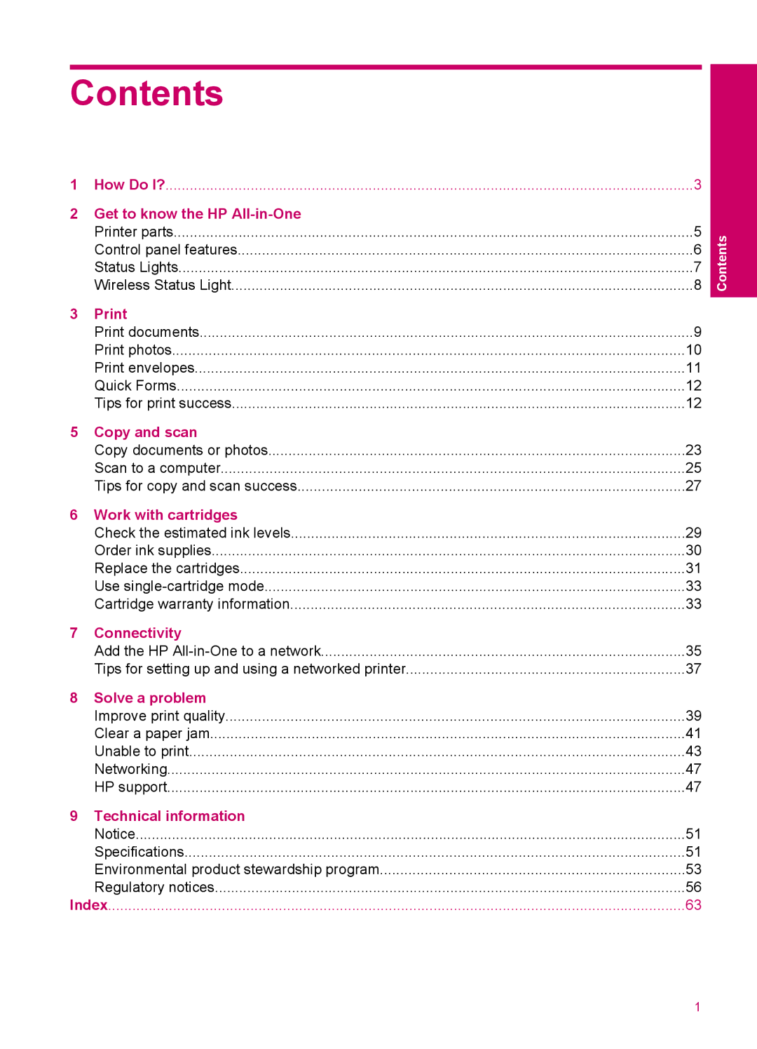 HP 3050 - J610a, 3054 - J610a manual Contents 