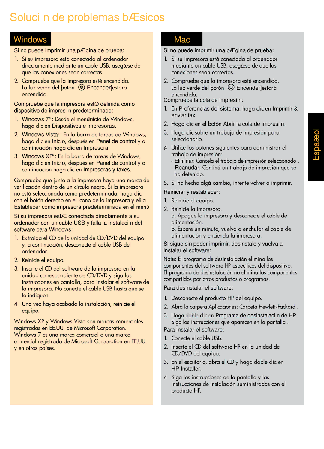 HP 3054A - J611j, 3056A, 3051A - J611h manual Solución de problemas básicos, Si no puede imprimir una página de prueba 