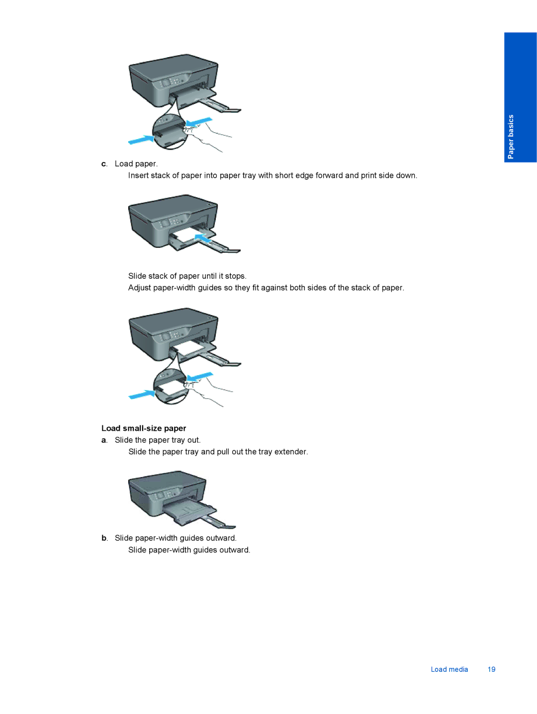 HP 3070 B611 manual Load small-size paper 