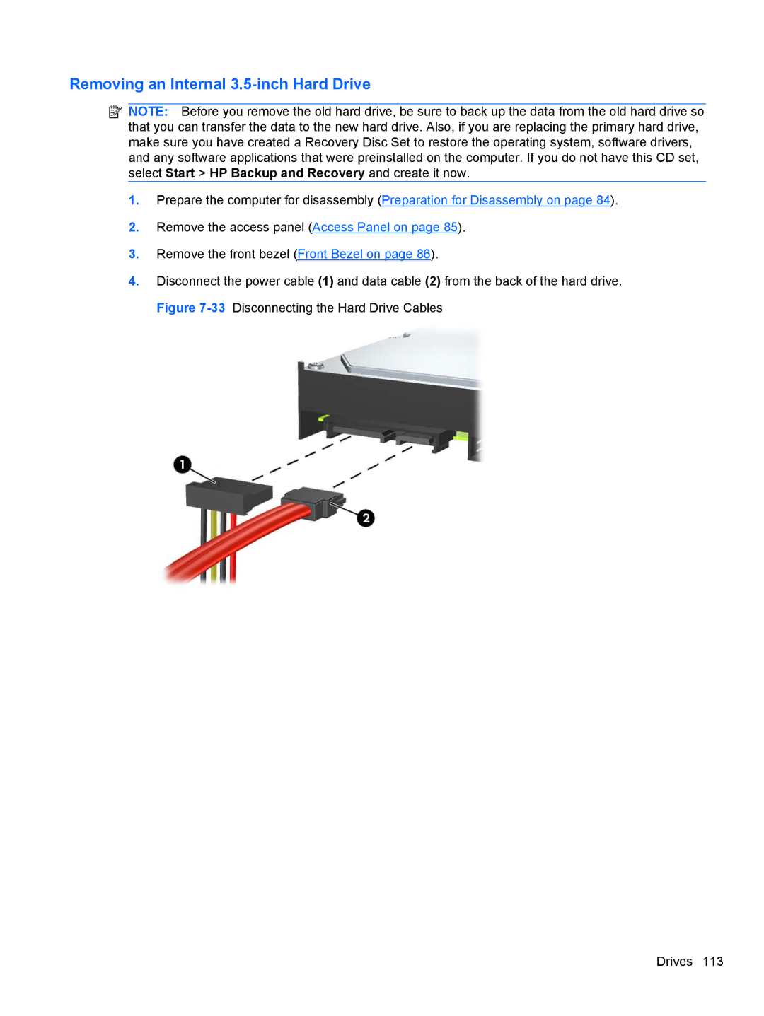 HP 3080 manual Removing an Internal 3.5-inch Hard Drive 