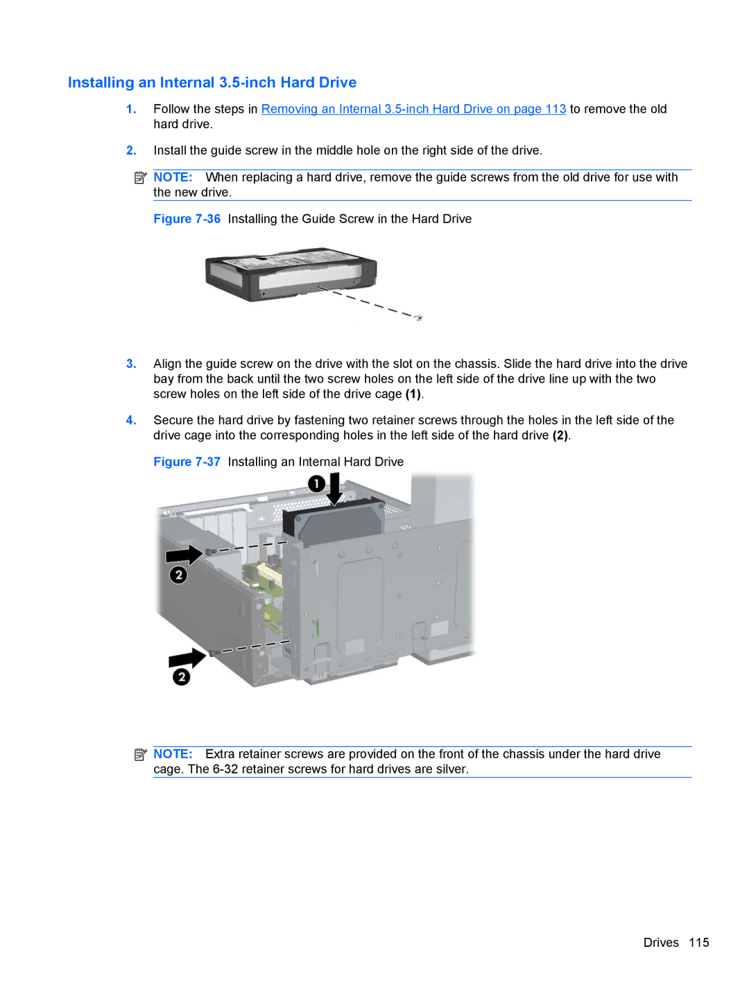 HP 3080 manual 37Installing an Internal Hard Drive Drives 