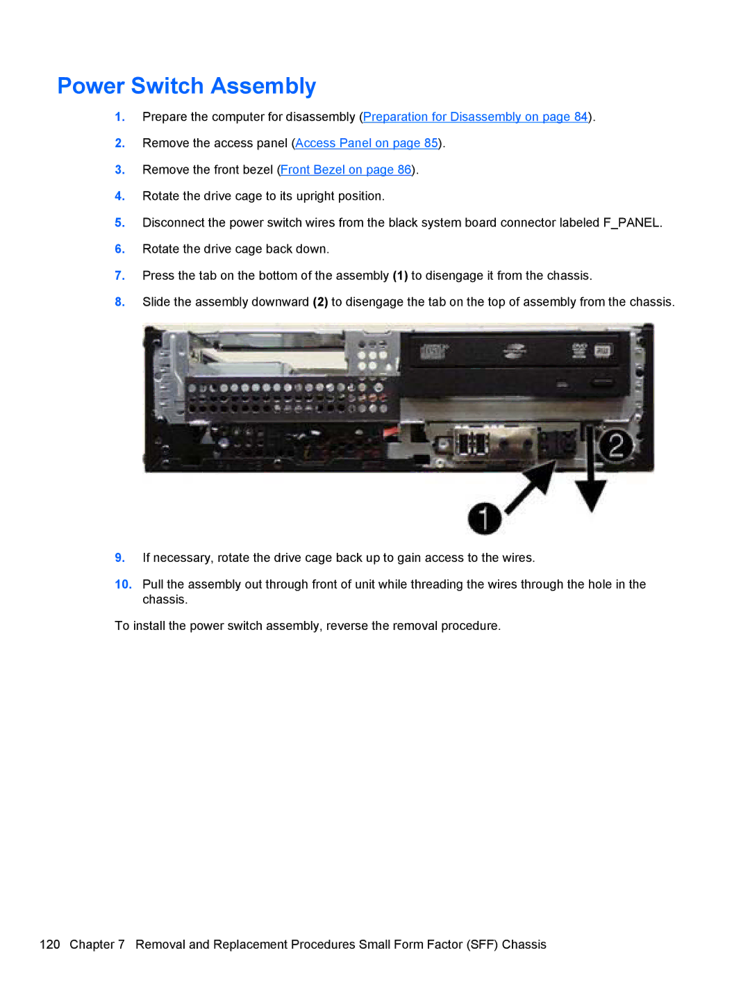 HP 3080 manual Power Switch Assembly 