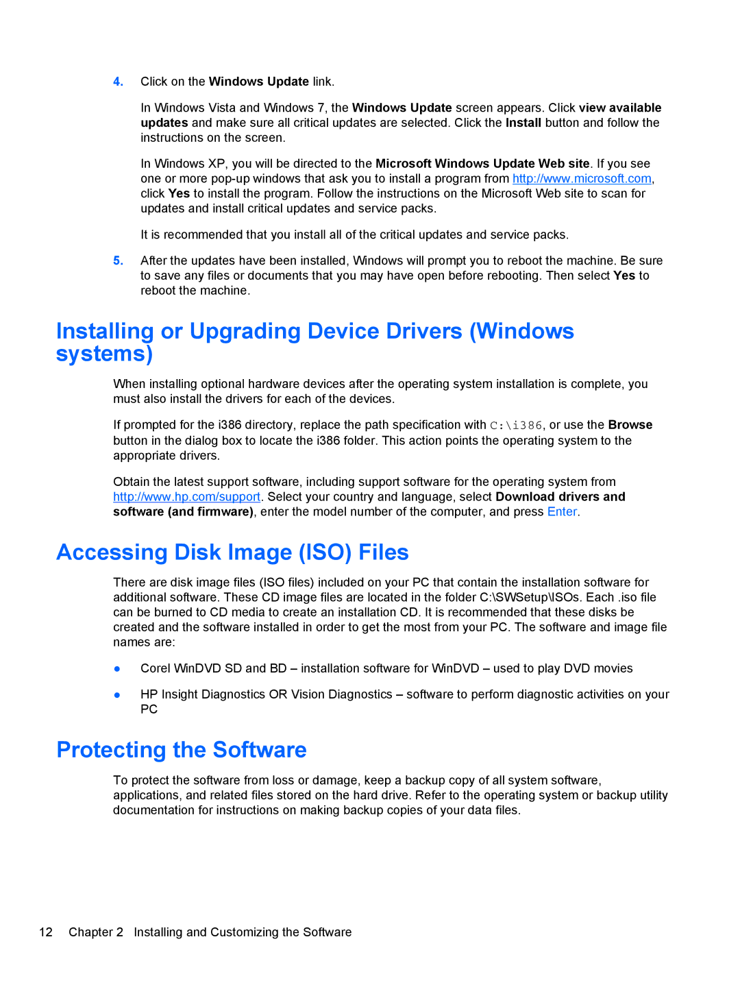 HP 3080 Installing or Upgrading Device Drivers Windows systems, Accessing Disk Image ISO Files, Protecting the Software 