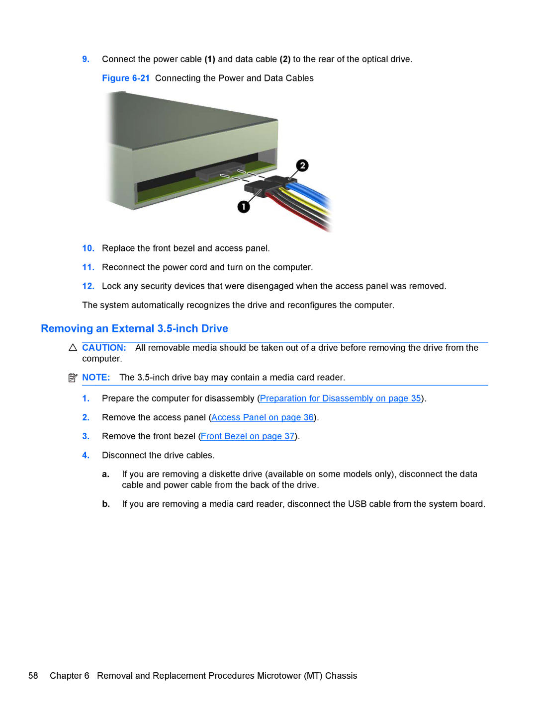 HP 3080 manual Removing an External 3.5-inch Drive 