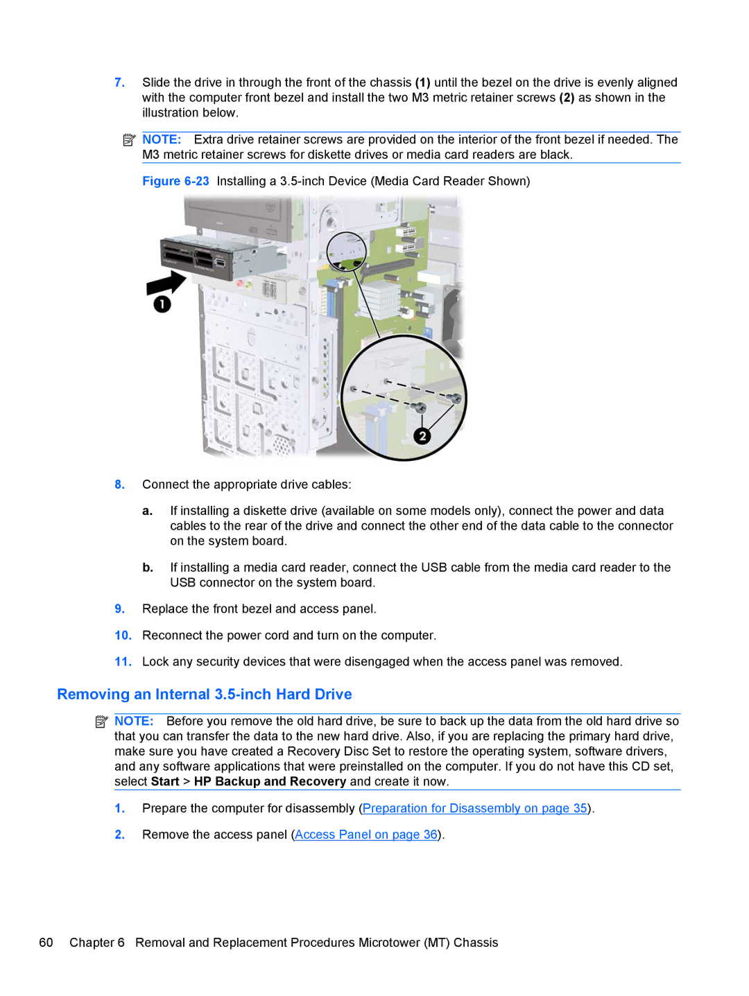 HP 3080 manual Removing an Internal 3.5-inch Hard Drive 