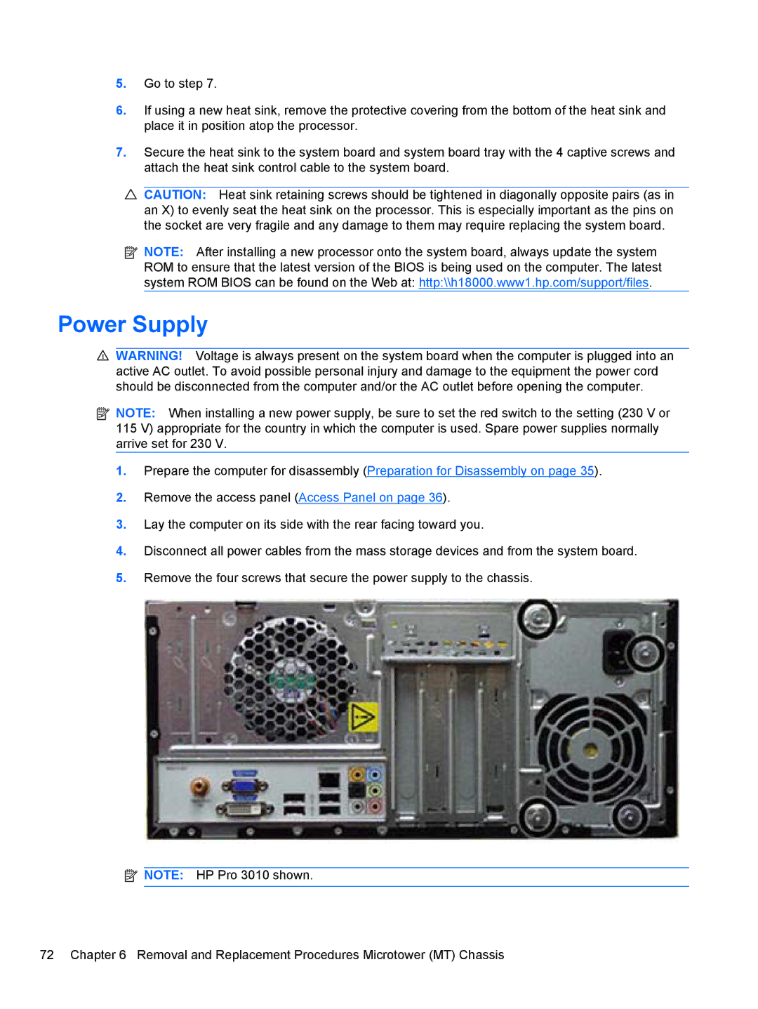 HP 3080 manual Power Supply 