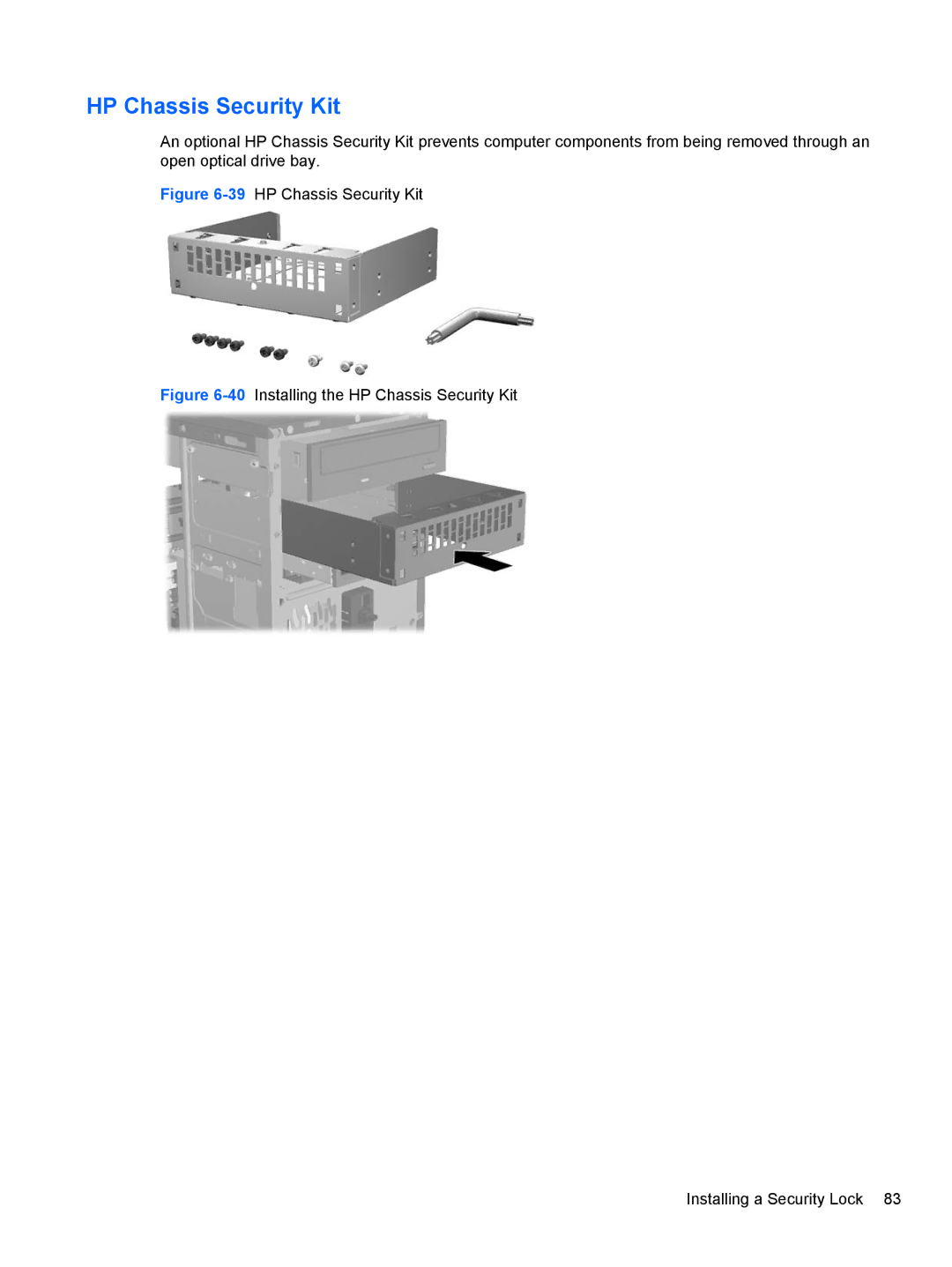 HP 3080 manual 39HP Chassis Security Kit 