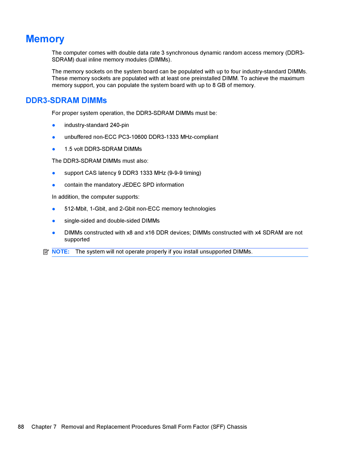 HP 3080 manual Memory 