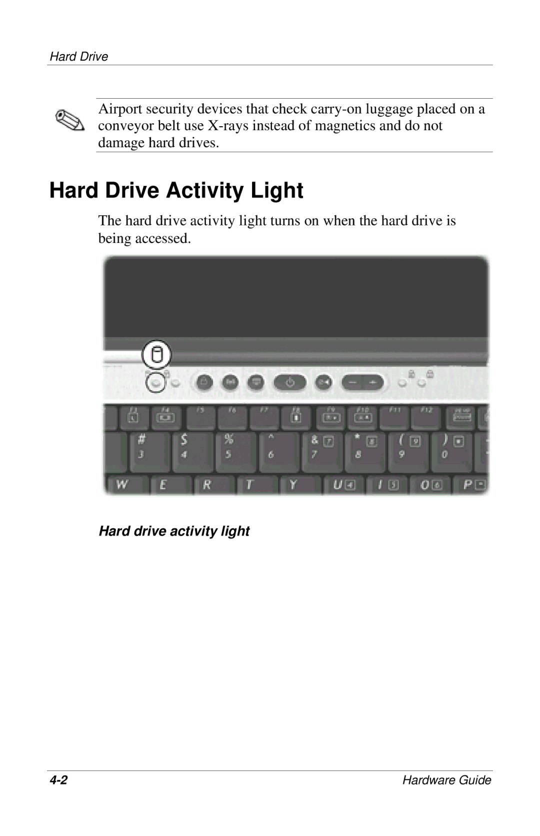 HP 309971-001 manual Hard Drive Activity Light 