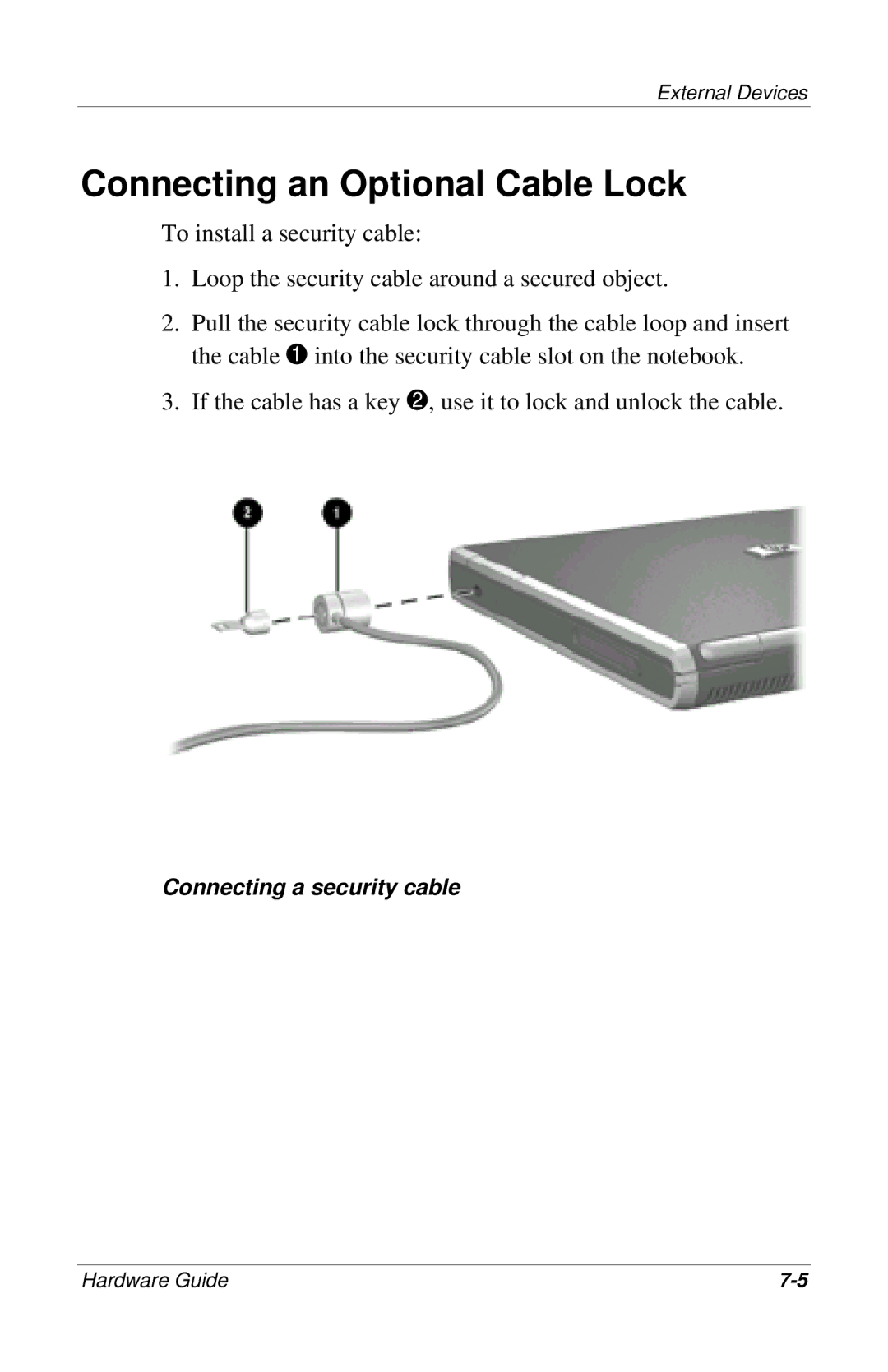 HP 309971-001 manual Connecting an Optional Cable Lock 