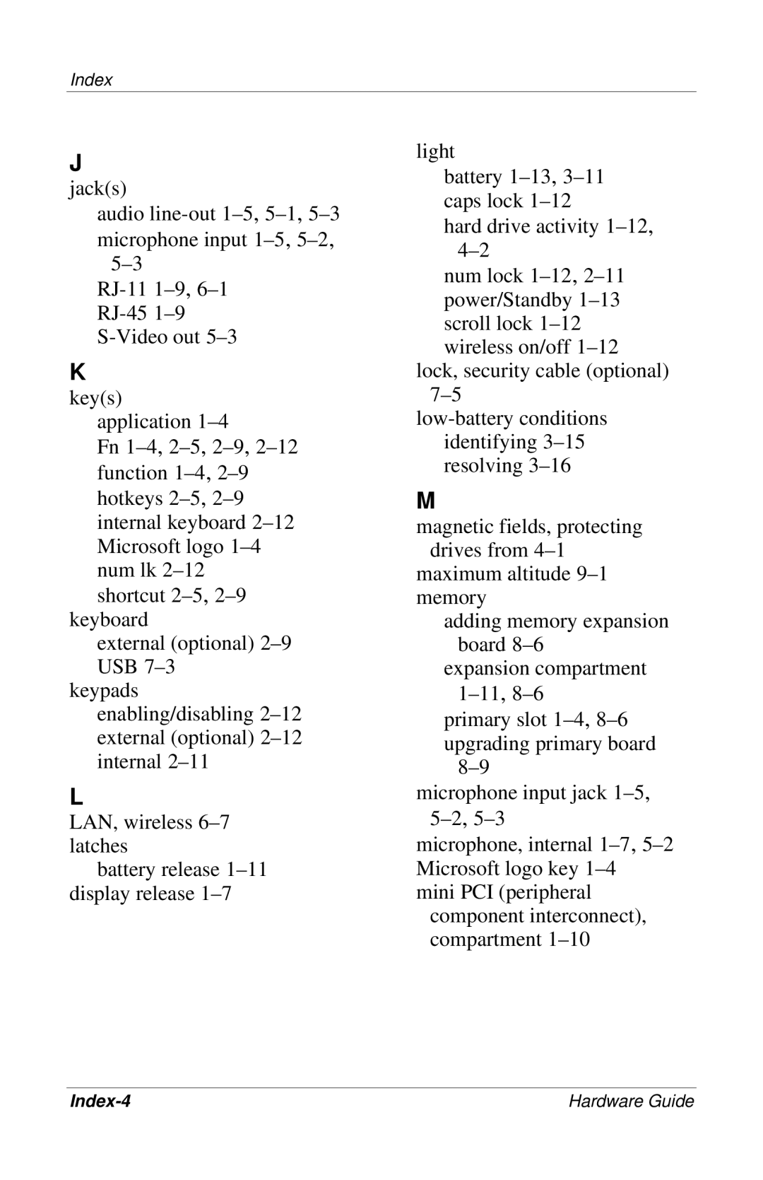 HP 309971-001 manual Index-4 