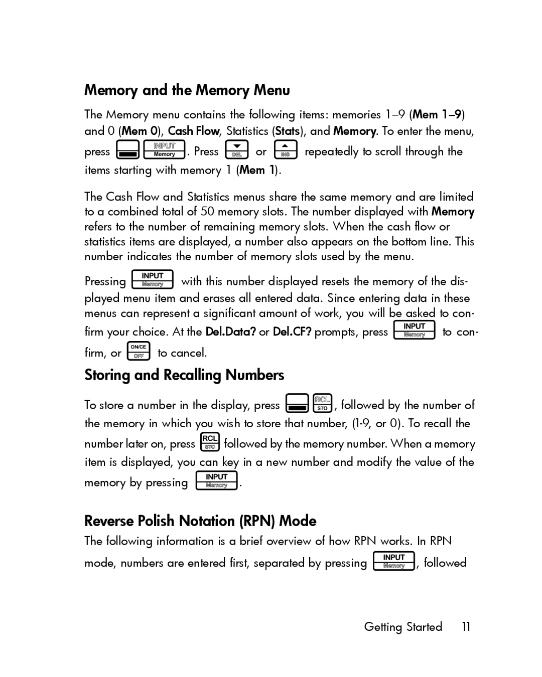 HP 30b Professional manual Memory and the Memory Menu, Storing and Recalling Numbers 