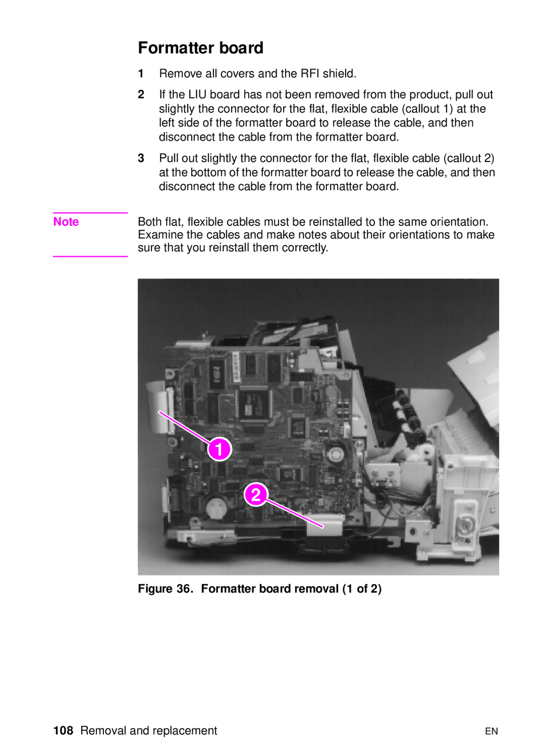 HP 3100, 3150 manual Formatter board removal 1 