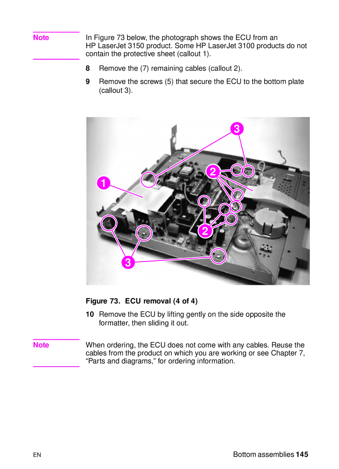 HP 3150, 3100 manual ECU removal 4 