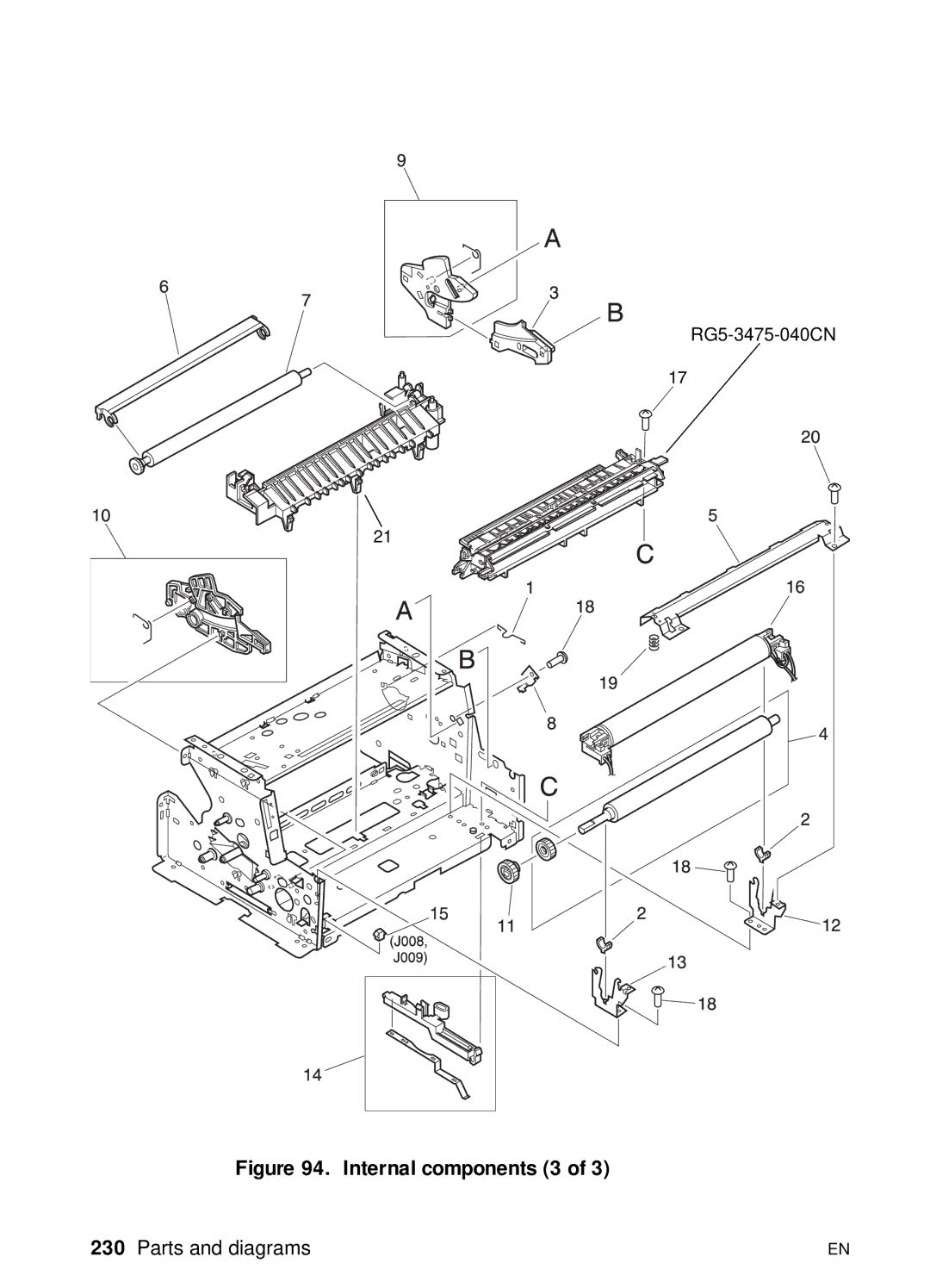 HP 3100, 3150 manual Internal components 3 