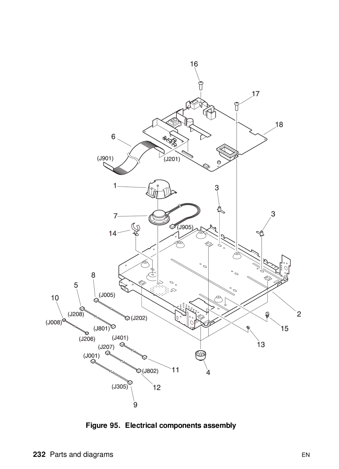 HP 3100, 3150 manual Electrical components assembly 