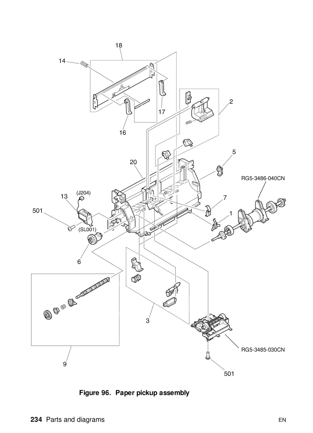 HP 3100, 3150 manual Paper pickup assembly 