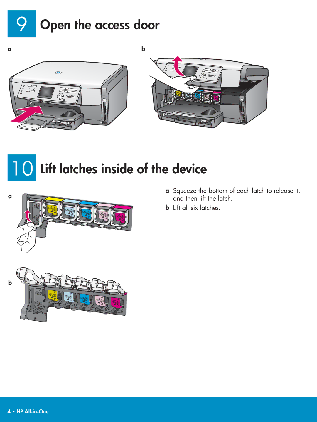 HP 3100 manual Lift latches inside of the device 