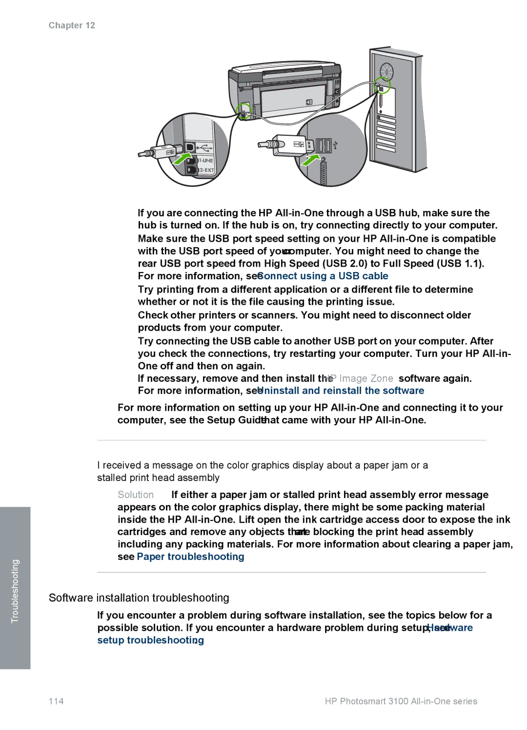 HP 3100 manual Software installation troubleshooting 