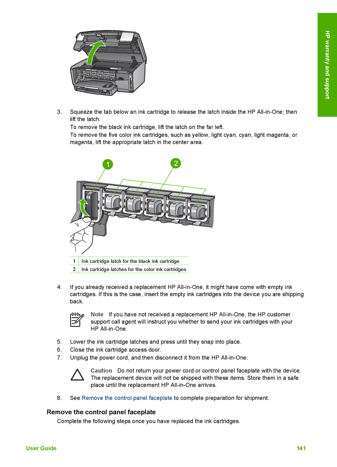 HP 3100 manual Remove the control panel faceplate 