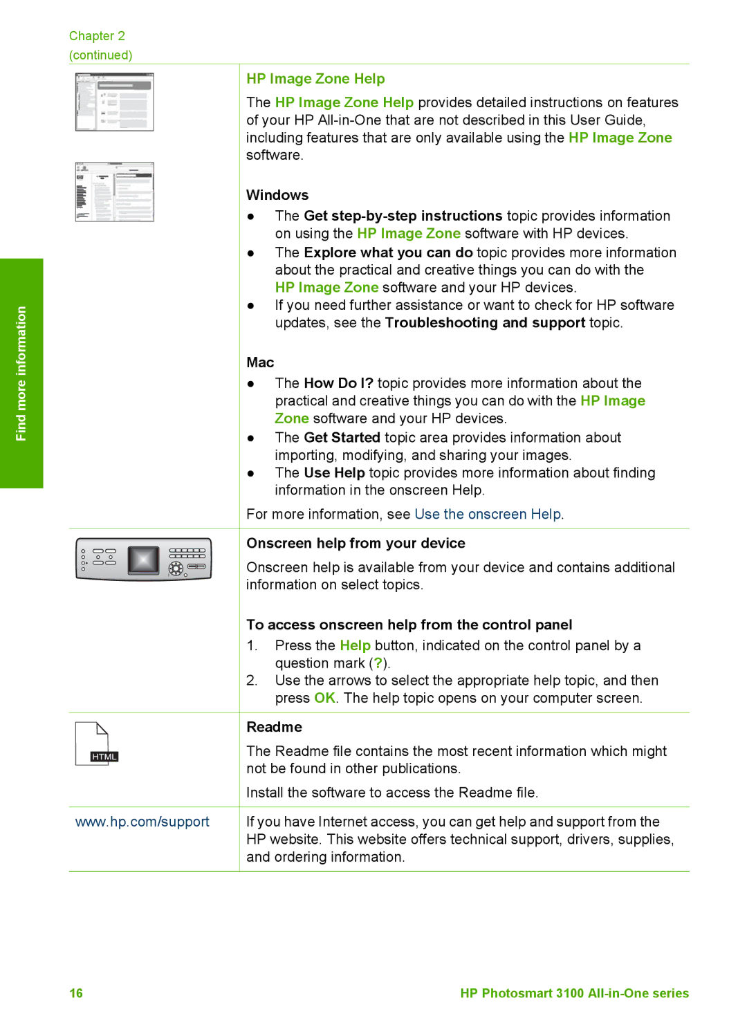 HP 3100 manual HP Image Zone Help 