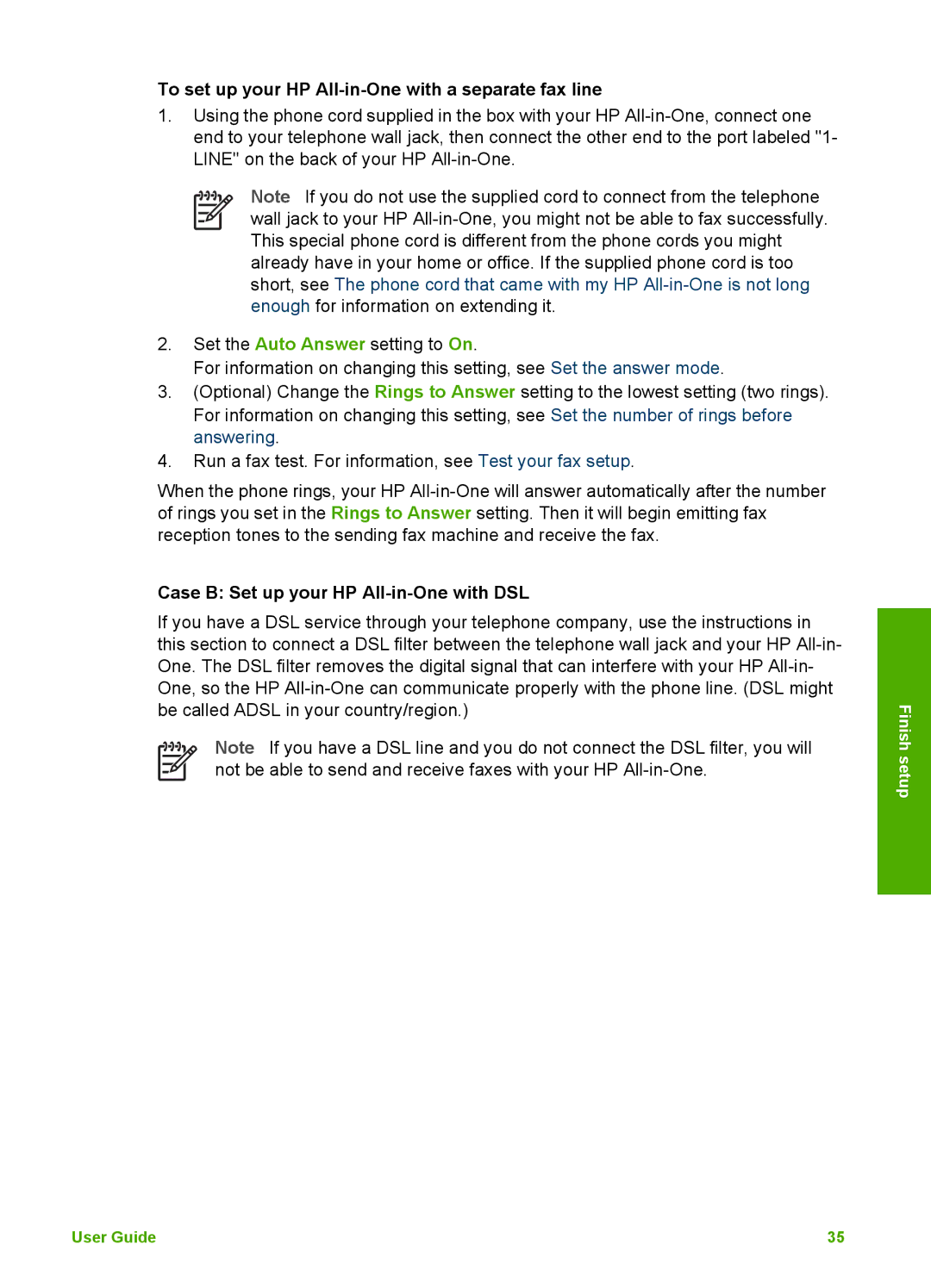 HP 3100 manual To set up your HP All-in-One with a separate fax line, Case B Set up your HP All-in-One with DSL 