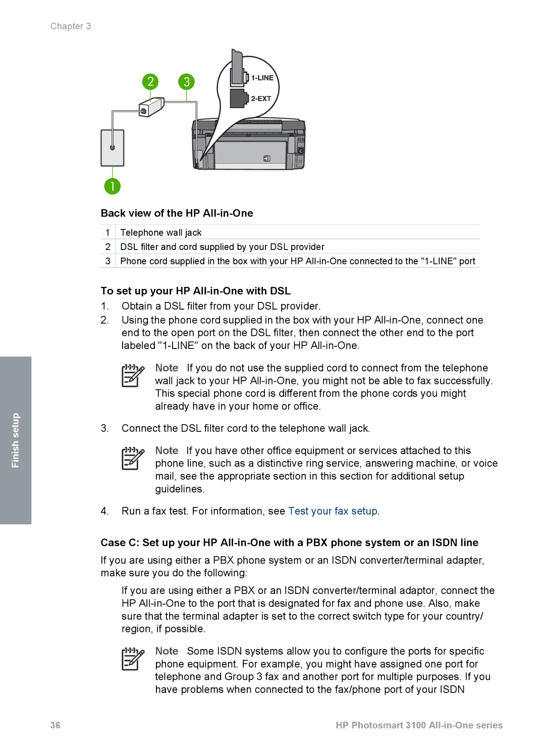 HP 3100 manual To set up your HP All-in-One with DSL 