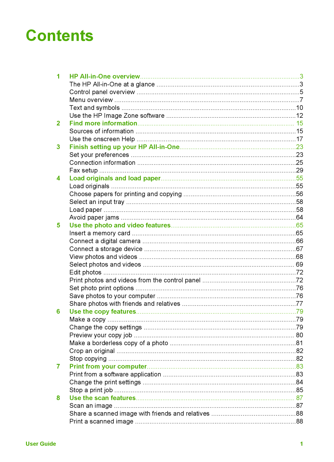 HP 3100 manual Contents 