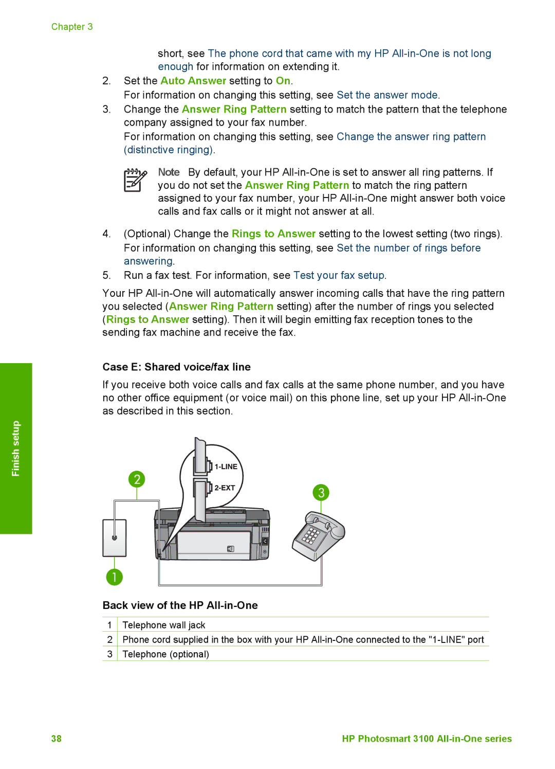 HP 3100 manual Case E Shared voice/fax line 