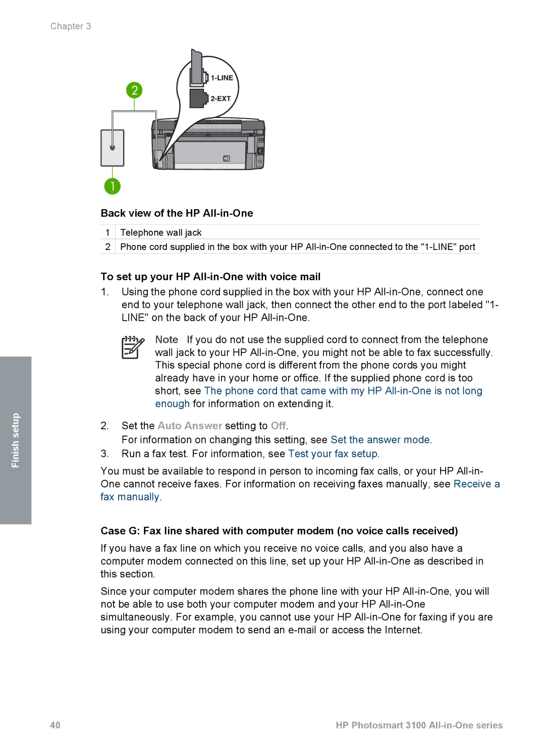 HP 3100 manual To set up your HP All-in-One with voice mail 