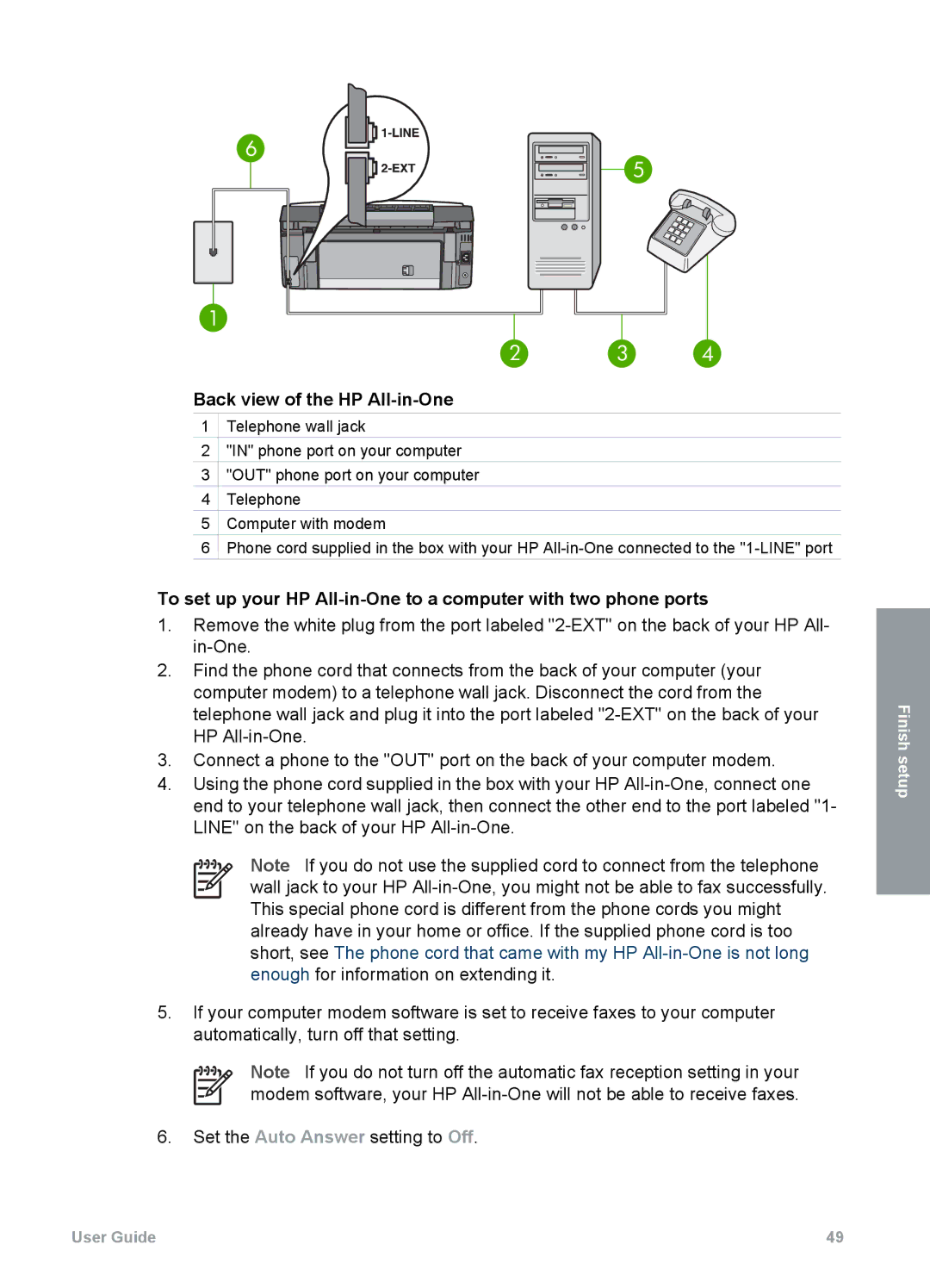 HP 3100 manual Back view of the HP All-in-One 