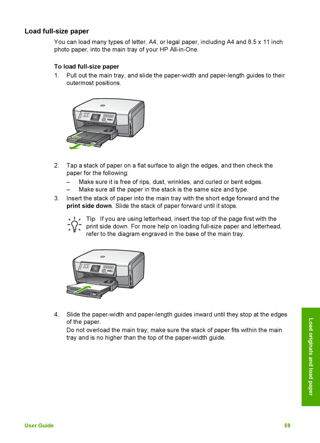 HP 3100 manual Load full-size paper, To load full-size paper 