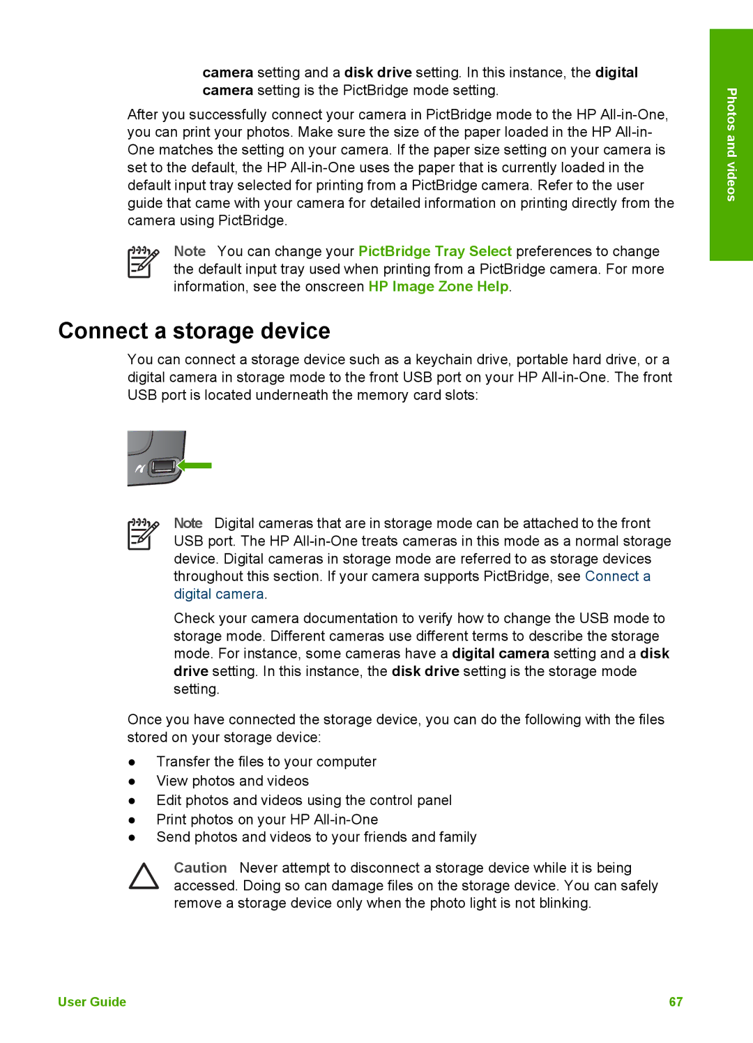 HP 3100 manual Connect a storage device 