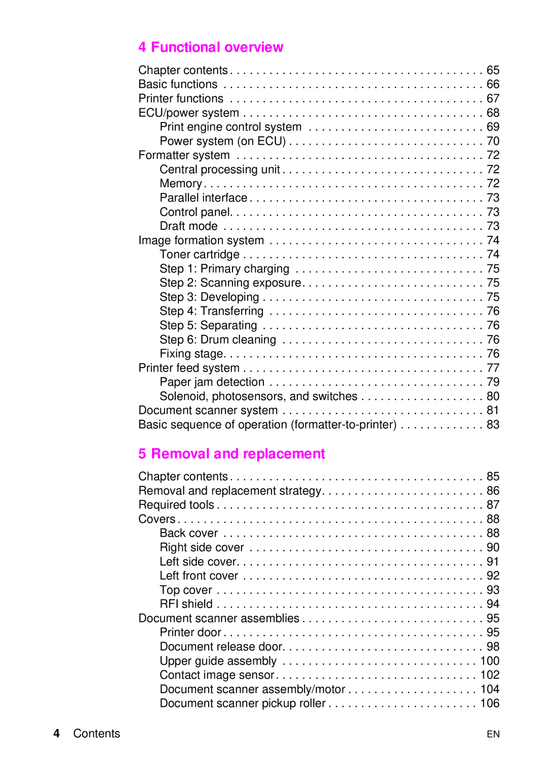 HP 3100 manual Functional overview, Removal and replacement 