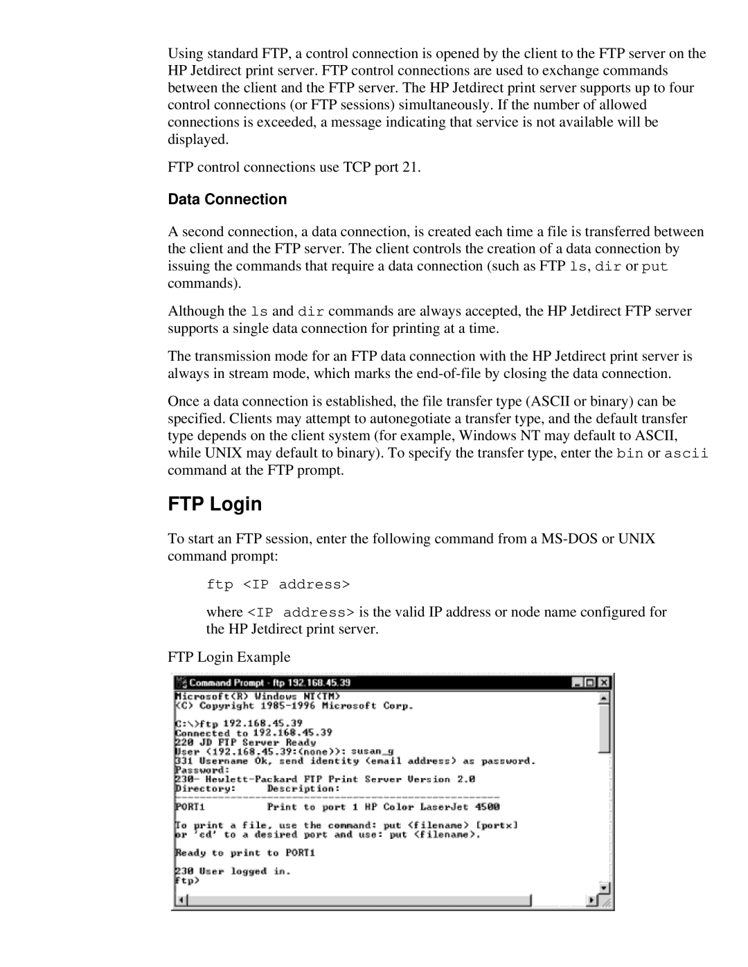 HP 310X, 175X manual FTP Login 