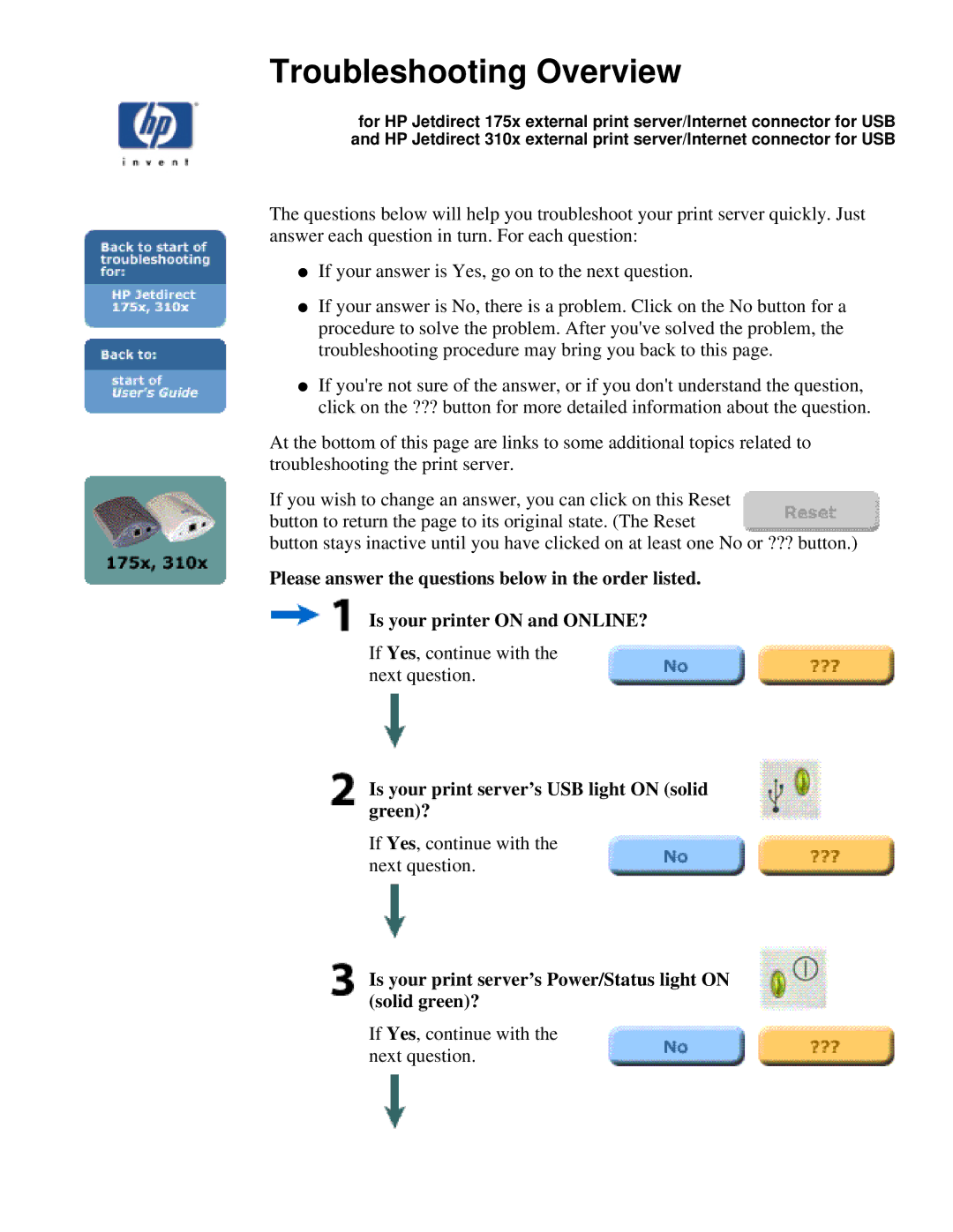 HP 175X, 310X manual Troubleshooting Overview 