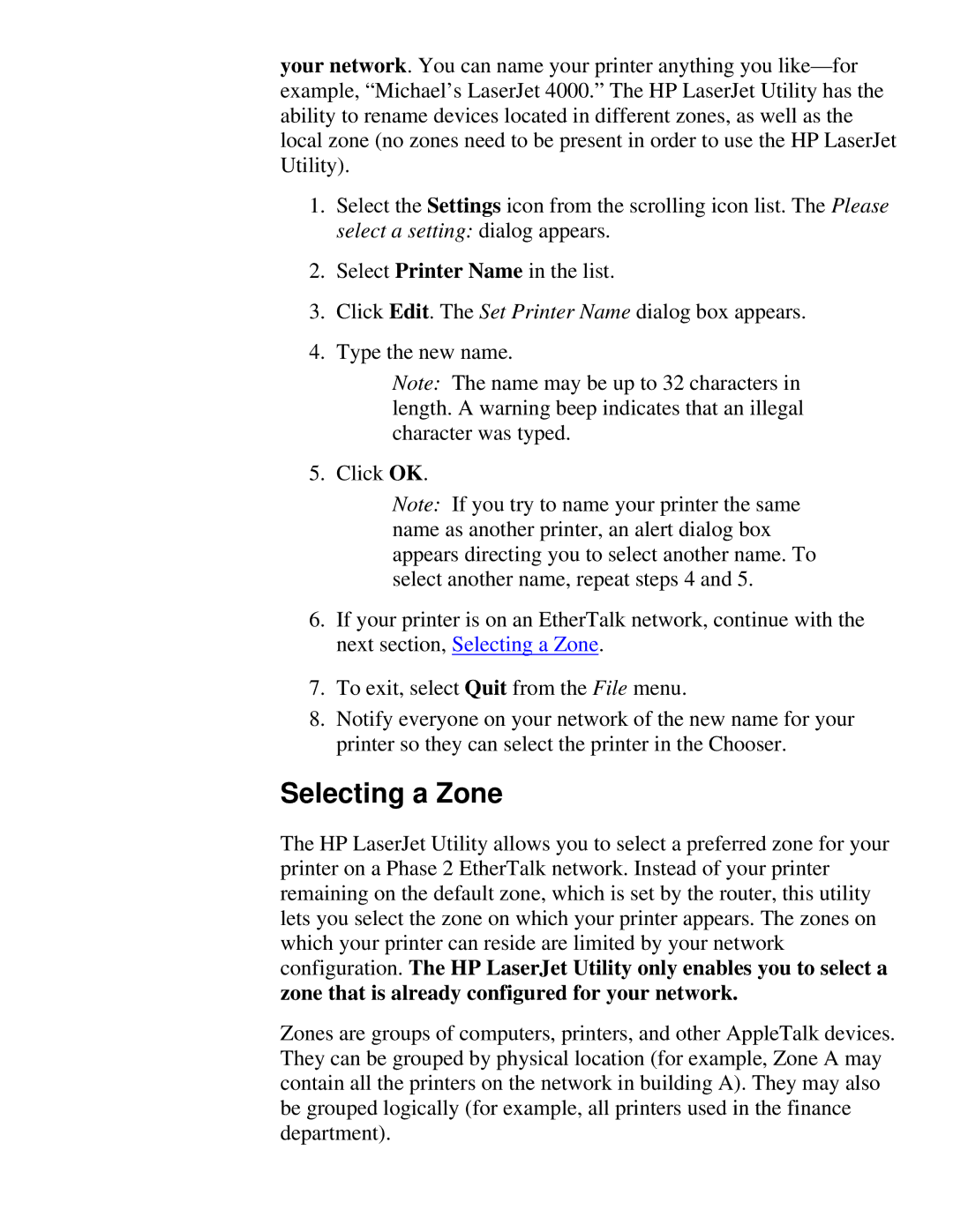 HP 175X, 310X manual Selecting a Zone 