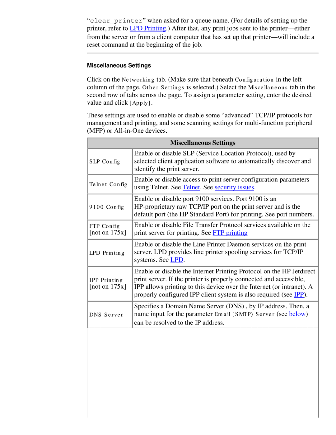 HP 310X, 175X manual Miscellaneous Settings 