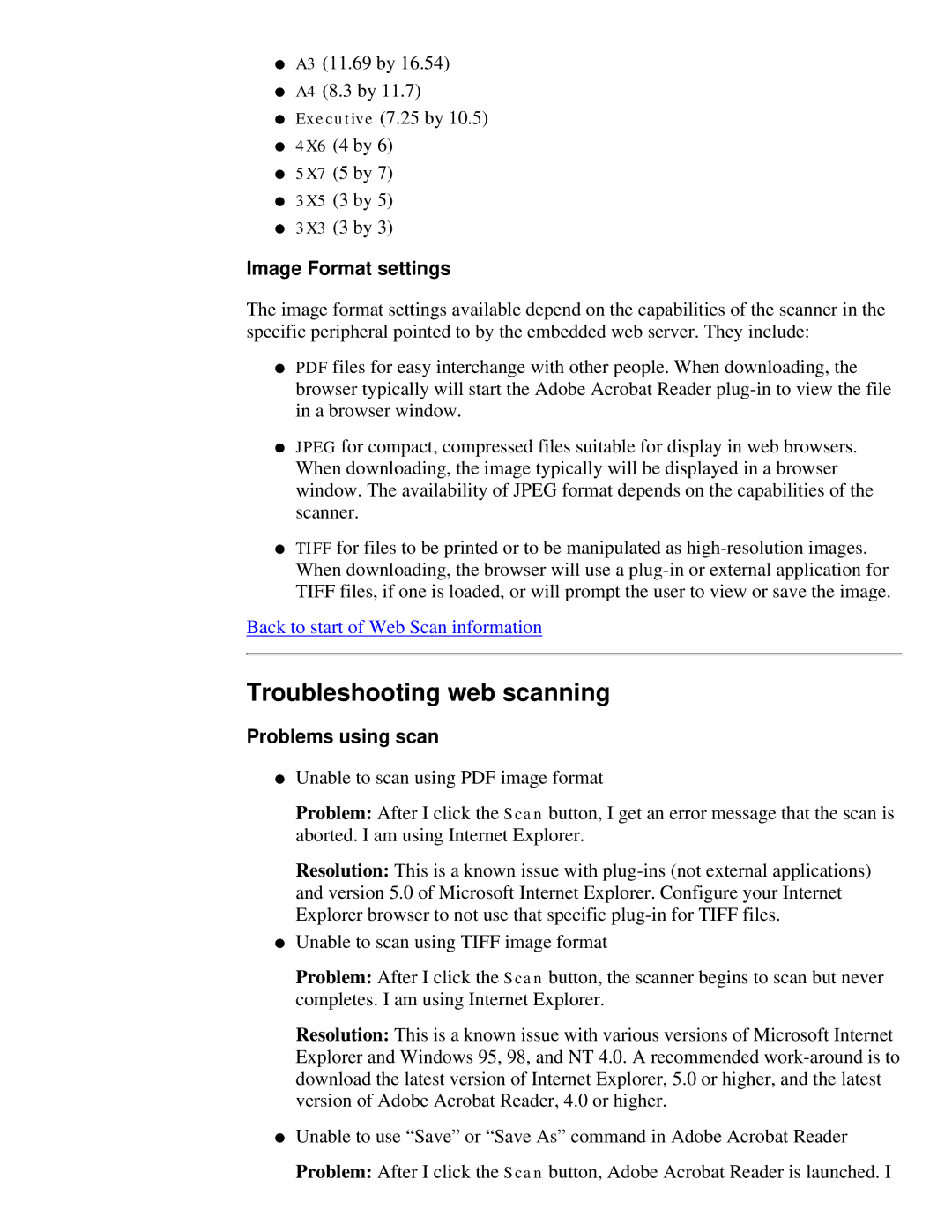 HP 175X, 310X manual Troubleshooting web scanning 