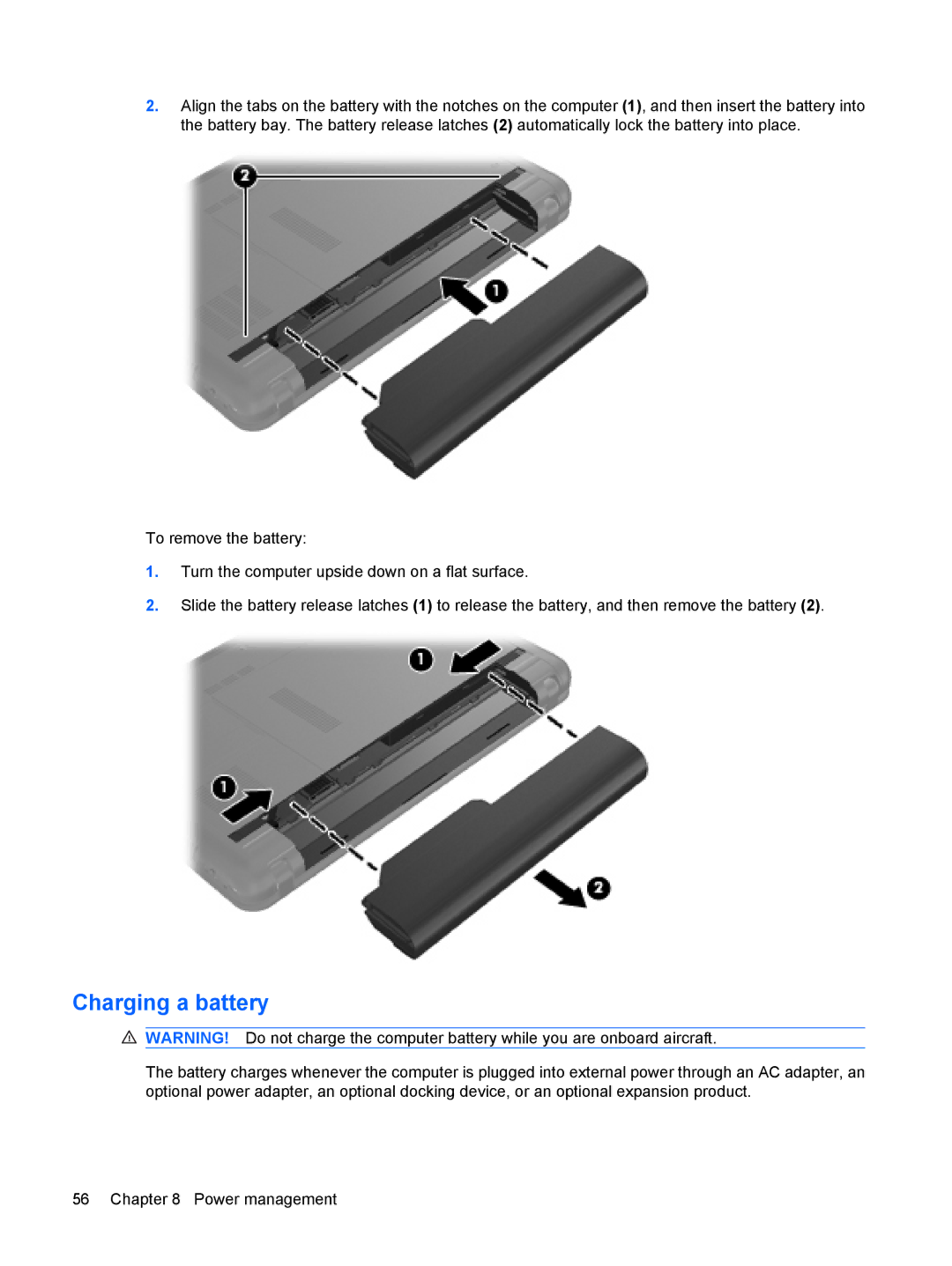 HP 3111000NR manual Charging a battery 