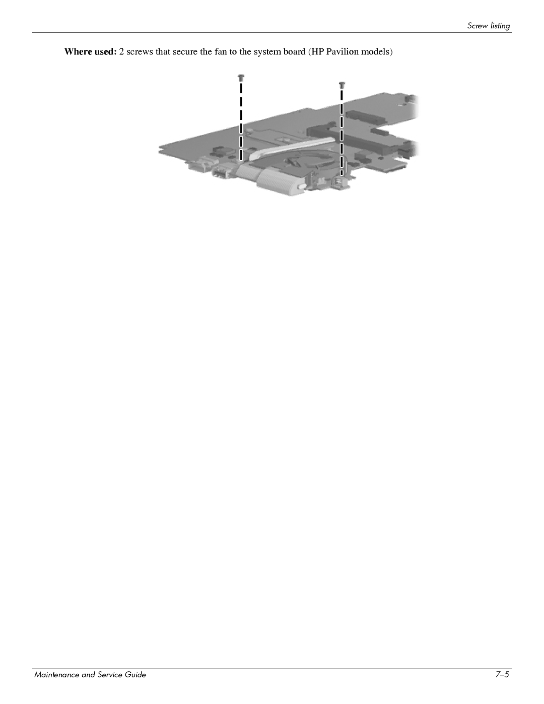 HP 311c-1070EF manual Screw listing 