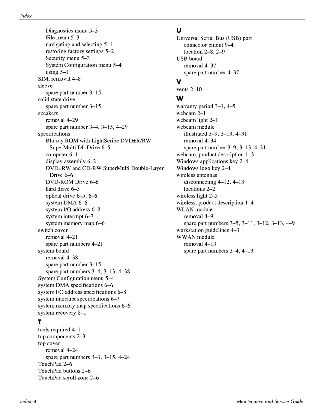 HP 311c-1070EF manual Index-4 