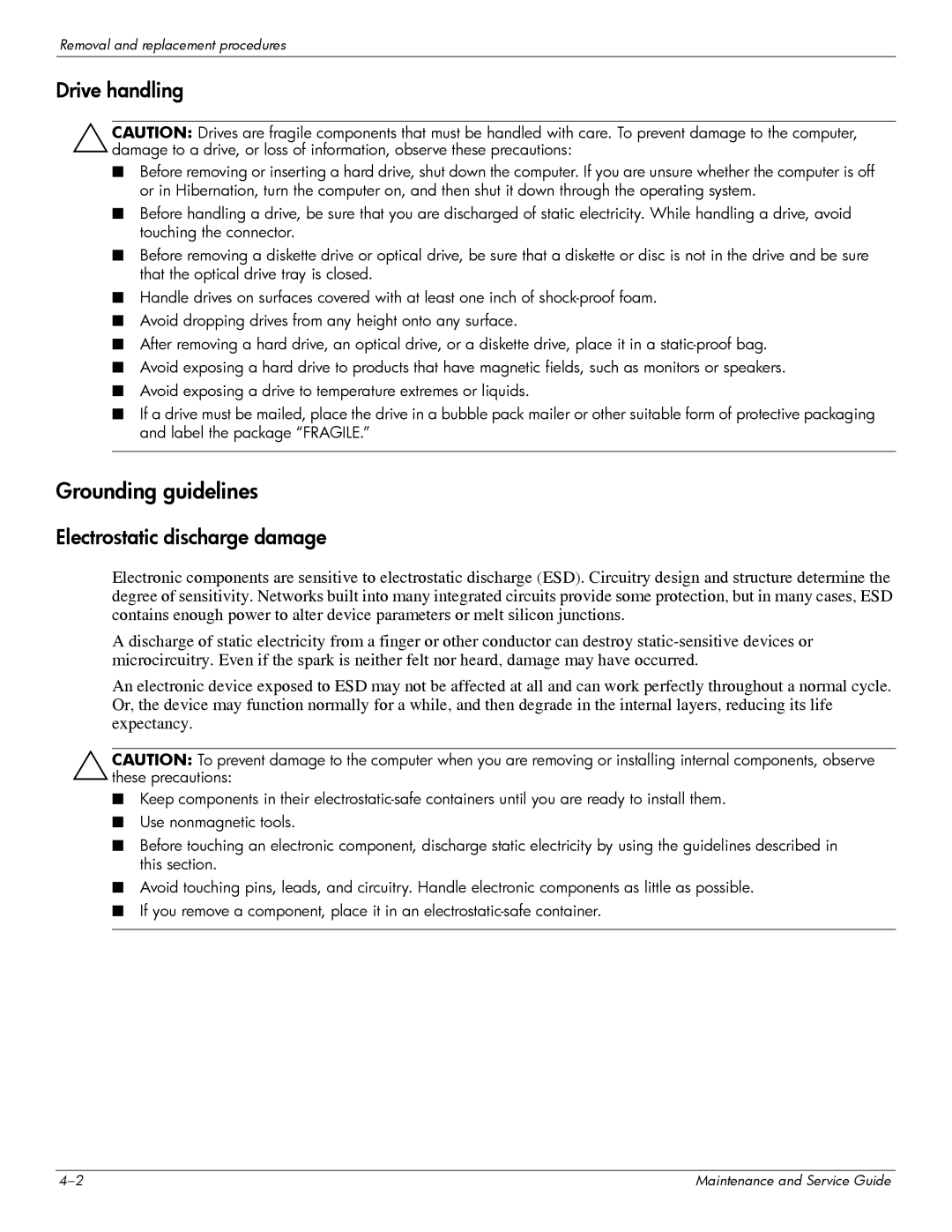 HP 311c-1070EF manual Grounding guidelines, Drive handling 