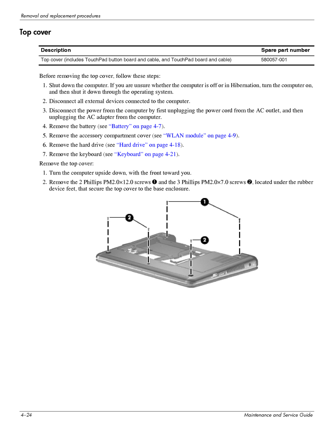 HP 311c-1070EF manual Top cover 