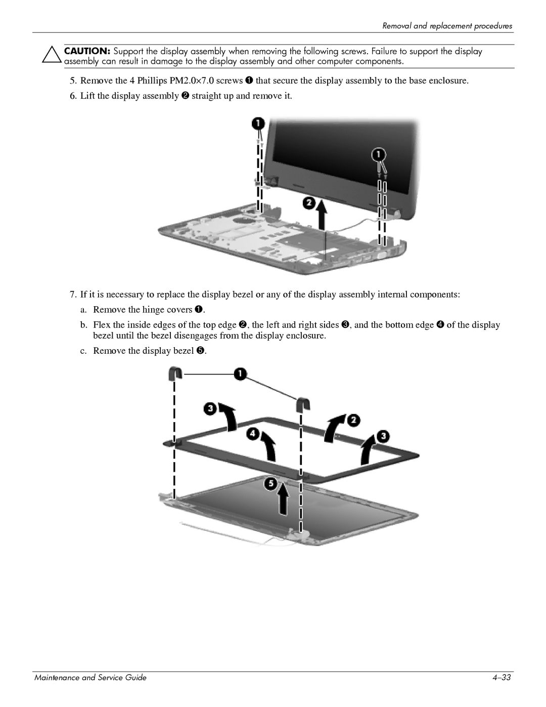 HP 311c-1070EF manual Removal and replacement procedures 