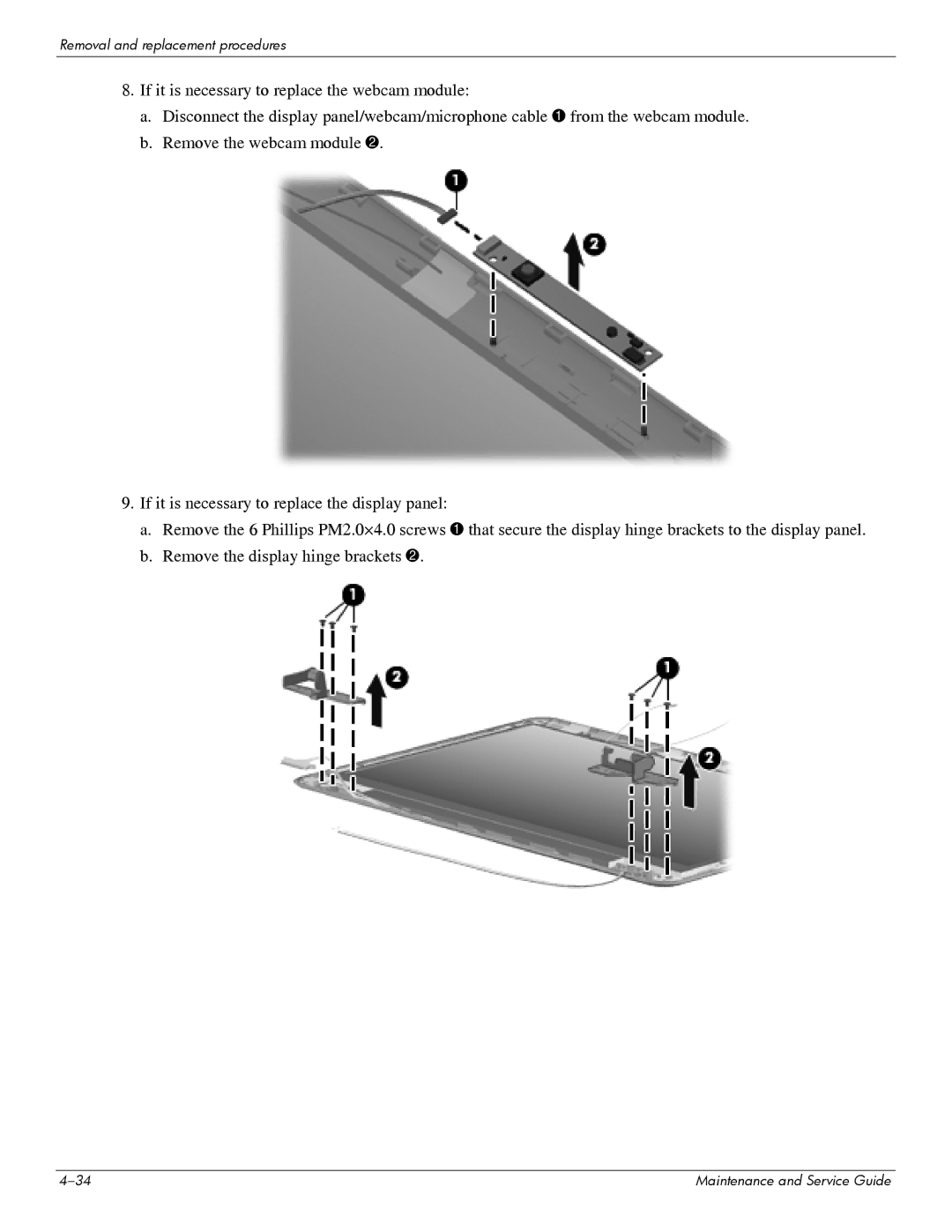 HP 311c-1070EF manual Removal and replacement procedures 