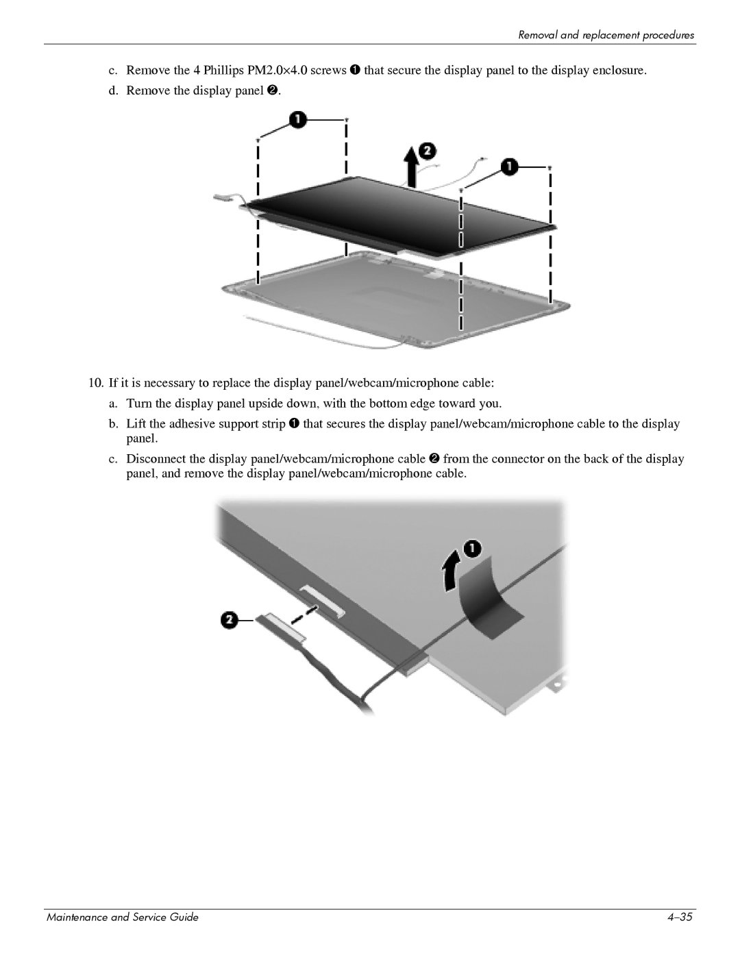 HP 311c-1070EF manual Removal and replacement procedures 