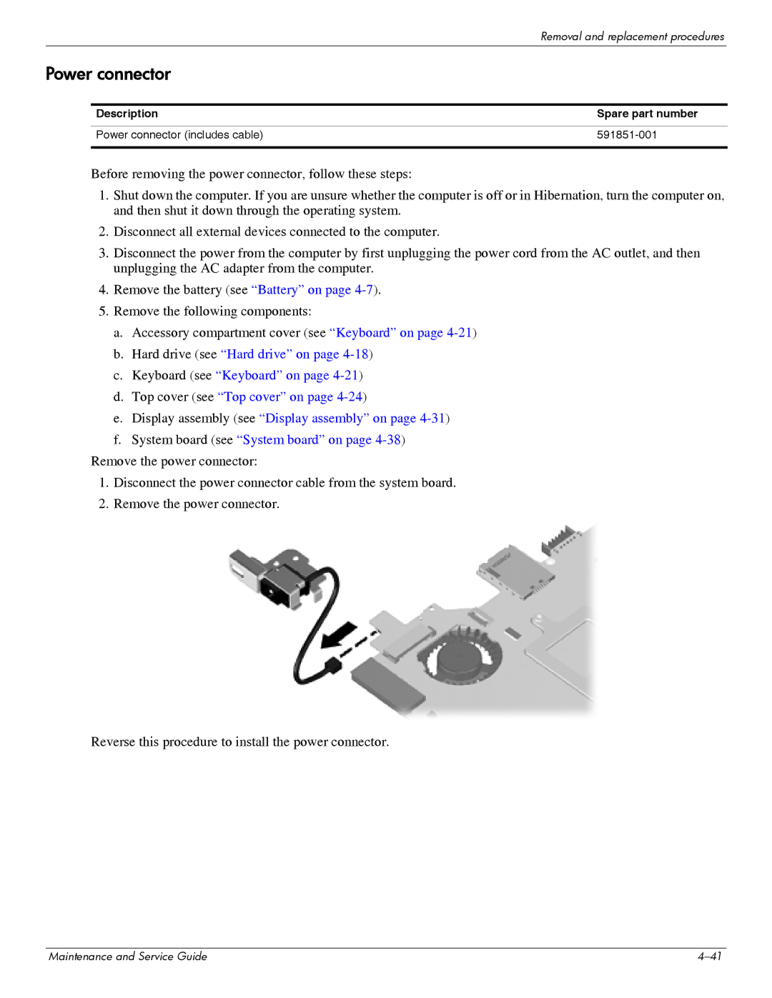 HP 311c-1070EF manual Power connector 