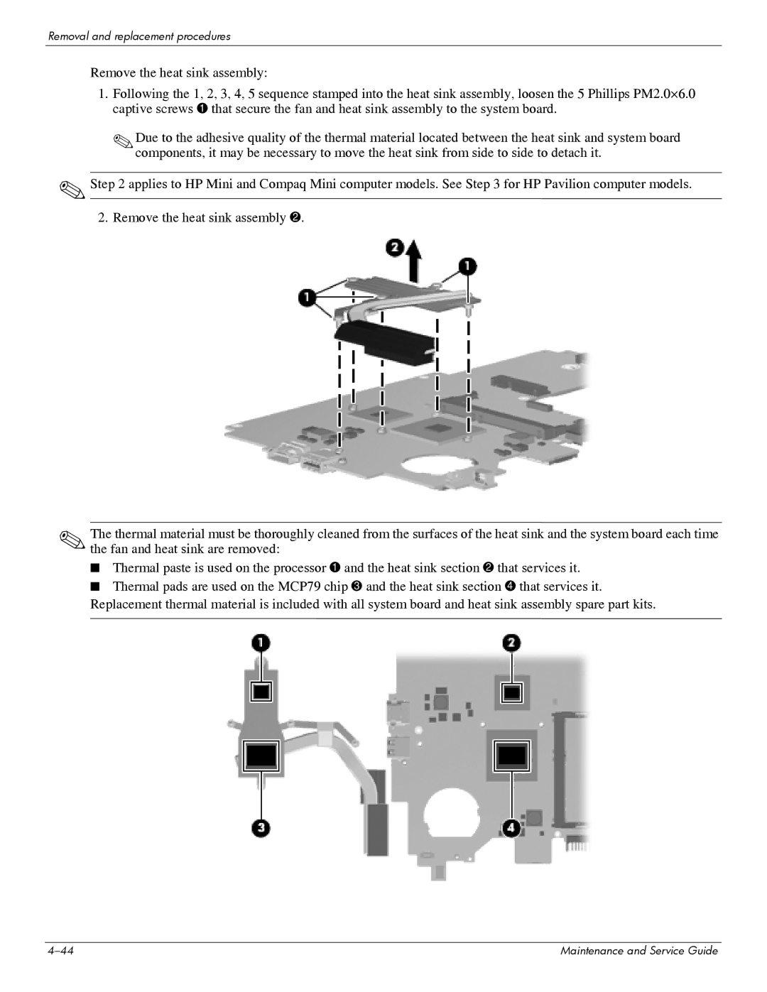 HP 311c-1070EF manual Removal and replacement procedures 